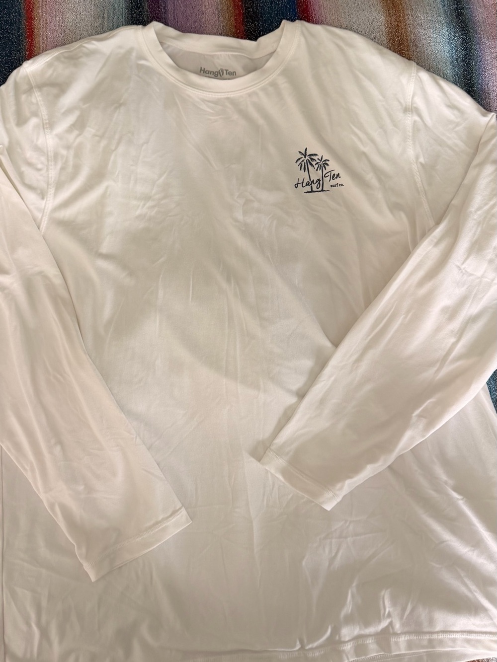 Hang Ten White Long-Sleeve with Palm Tree Design